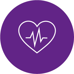 purple circle background white heartbeat icon
