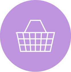 light purple circle background shopping basket icon